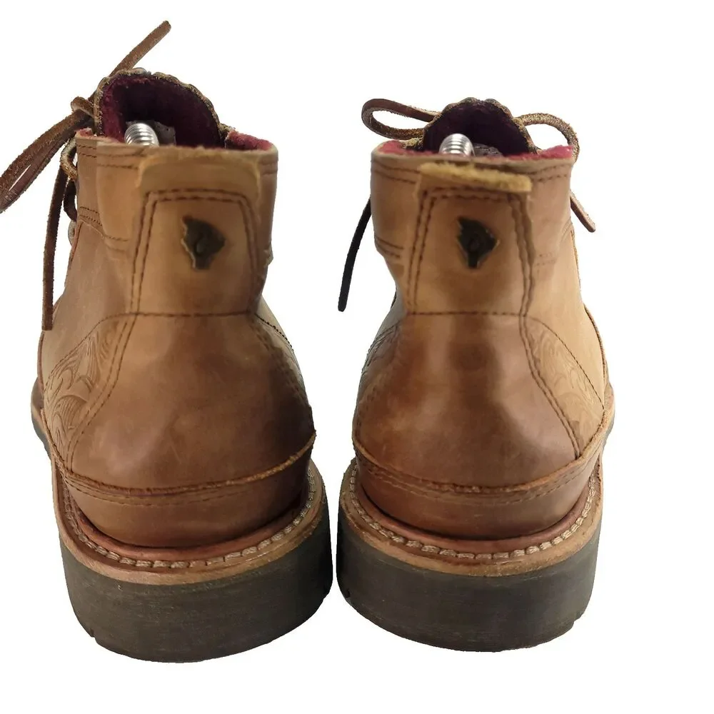 OluKai Mauna Iki leather Chukka boots US 9.5 distressed brown Ankle Wool‎ Lined
